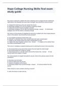 Hope College Nursing Skills final exam study guide Questions and Answers 2024