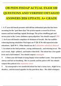 OB PEDS FISDAP ACTUAL EXAM 100 QUESTIONS AND VERIFIED DETAILED ANSWERS 2024 UPDATE. A+ GRADE