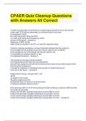 CPAER Quiz Cleanup Questions with Answers All Correct