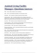 Assisted Living Facility Manager: Questions/Answers