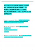 NSG 121 HEALTH ASSESSMENT EXAM 1 (ACTUAL EXAM) WITH CORRECT 45+ QUESTIONS AND CORRECTLY  WELL DEFINED ANSWERS LATEST 2024 ALREADY GRADED A+   