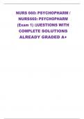 NURS 660: PSYCHOPHARM / NURS660: PSYCHOPHARM  (Exam 1) QUESTIONS WITH  COMPLETE SOLUTIONS ALREADY GRADED A+ Minimum ANC level to prescribe Clozapine, general population: - CORRECT ANSWER-1,500 μL Severe Neutropenia - CORRECT ANSWER-< 500μL Moderate Neu