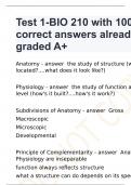 Test 1-BIO 210 with 100% correct answers already graded A+