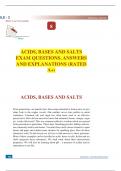 ACIDS, BASES AND SALTS EXAM QUESTIONS, ANSWERS AND EXPLANATIONS (RATED A+)