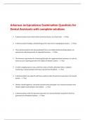 Arkansas Jurisprudence Examination Questions for  Dental Assistants with complete solutions