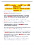 ACS Chemistry 1 and 2 Final ACS  2024 Exam  Questions and Answers Graded a Verified A+