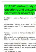 BST 322 - Intro Study Guide questions and answers (verified for accuracy)