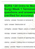 NURS 120 (Intro to Med Surg) Week 1 Terminologies questions and answers (verified for accuracy)