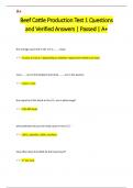 Beef Cattle Production  Questions and Verified Answers  pack | Passed | A+