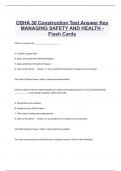 OSHA 30 Construction Test Answer Key MANAGING SAFETY AND HEALTH - Flash Cards