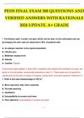 PEDS FINAL EXAM 300 QUESTIONS AND VERIFIED ANSWERS WITH RATIONALE 2024 UPDATE. A+