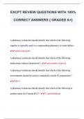 EXCPT REVIEW QUESTIONS WITH 100%  CORRECT ANSWERS { GRADED A+} 