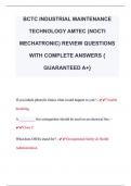 BCTC INDUSTRIAL MAINTENANCE  TECHNOLOGY AMTEC (NOCTI  MECHATRONIC) REVIEW QUESTIONS  WITH COMPLETE ANSWERS {  GUARANTEED A+} 