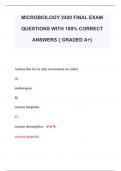 MICROBIOLOGY 2420 FINAL EXAM  QUESTIONS WITH 100% CORRECT  ANSWERS { GRADED A+} 