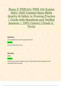 Exam 2: PNR104 / PNR 104 (Latest 2024 / 2025 Update) Basic Skills Quality & Safety in Nursing Practice | Guide with Questions and Verified Answers | 100% Correct | Grade A - Fortis