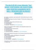 Florida 6-20 All Lines Adjuster Test BANK CONTAINING 400 QUESTIONS  AND VERIFIED ANSWERS WITH  WELL RESEARCHED ALREADY  GRADED A