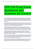 OTP 510 Final Exam Questions and Answers All Correct 