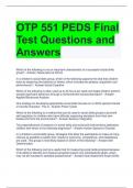 OTP 551 PEDS Final Test Questions and Answers