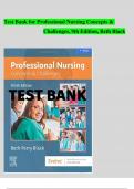 TEST BANK For Professional Nursing Concepts & Challenges, 9th Edition, Beth Black | Complete Chapter's 1 - 16 | 100 % Verified