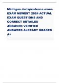 Michigan Jurisprudence exam EXAM NEWEST 2024 ACTUAL  EXAM QUESTIONS AND  CORRECT DETAILED  ANSWERS VERIFIED  ANSWERS ALREADY GRADED  A+