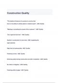 Construction Quality QUESTIONS & ANSWERS 2024 ( A+ GRADED 100% VERIFIED)