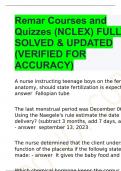 Remar Courses and Quizzes (NCLEX) FULLY SOLVED & UPDATED (VERIFIED FOR ACCURACY)