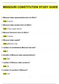 Missouri Constitution Study Guide Latest Updated Questions with 100% Correct Answers | Verified | Latest Update