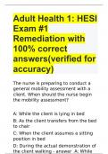 Adult Health 1: HESI Exam #1 Remediation with 100% correct answers(verified for accuracy)