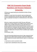 FINC 311 Economics Exam Study  Questions and Answers Delaware  University.