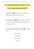 A Level Edexcel Physics Paper 1 Exam Q & A Latest Update 2024/2025