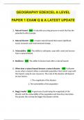 GEOGRAPHY EDEXCEL A LEVEL PAPER 1 EXAM Q & A LATEST UPDATE