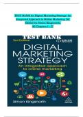 TEST BANK for Digital Marketing Strategy: An Integrated Approach to Online Marketing, 3rd Edition by Simon Kingsnorth, Verified Chapters 1 - 22, Complete Newest Version