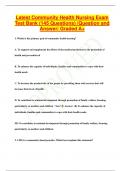 Latest Community Health Nursing Exam Test Bank (145 Questions) |Question and  Answer| Graded A+