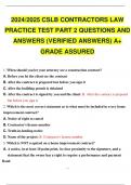 2024/2025 CSLB CONTRACTORS LAW PRACTICE TEST PART 2 QUESTIONS AND ANSWERS (VERIFIED ANSWERS) A+ GRADE ASSURED.