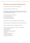 BIO 103 Lecture Exam 5 Study Guide  Questions and Answers with complete solution