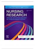 Test Bank for Nursing Research Methods and Critical Appraisal for Evidence Based Practice 10th Edition by Geri Lobiondo Wood Latest edition 2024