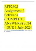 RFP2602 Assignment 2 Setswana (COMPLETE ANSWERS) 2024 - DUE 1 July 2024