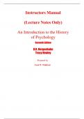 Instructor Manual With Test Bank for An Introduction to the History of Psychology 7th Edition By Hergenhahn Tracy Henley (All Chapters, 100% Original Verified, A+ Grade) Instructor Manual (Lecture Notes Only)