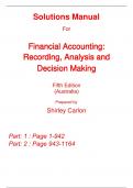 Solutions Manual With Test Bank for Financial Accounting Reporting, Analysis and Decision Making 5th Edition (Australia) By Shirley Rosina Mladenovic Palm Mitrione Kirk Wong (All Chapters, 100% Original Verified, A+ Grade)