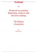 Test Bank for Financial Accounting Reporting, Analysis and Decision Making 7th Edition (Australia) By Carlon, McAlpine, Lee, Mitrione, Kirk, Wong (All Chapters, 100% Original Verified, A+ Grade)