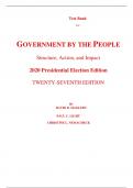 Test Bank for Government by the People 2020 Presidential Election Edition 27th Edition By David Magleby, Paul Light, Christine Nemacheck (All Chapters, 100% Original Verified, A+ Grade) 