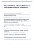 The Home Health Aide Handbook Exam Questions All Answers 100% Verified