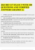 2023 BIO 117 EXAM 3 WITH 100 QUESTIONS AND VERIFIED ANSWERS GRADED A+