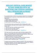 HESI EXIT CRITICAL CARE NEWEST  ACTUAL EXAM 2024 WITH 100  QUESTIONS AND VERIFIED ANSWERS  WELL RESEARCHED ALREADY  GRADED A