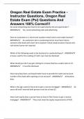 Oregon Real Estate Exam Practice - Instructor Questions, Oregon Real Estate Exam (Psi) Questions And Answers 100% Correct!!!