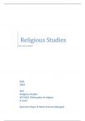 OCR 2023  GCE Religious Studies H573/01: Philosophy of religion A Level  Question Paper & Mark Scheme (Merged)