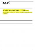 A-level ACCOUNTING 7127.2 Paper 2 Accounting for analysis and decision-making Mark scheme June 2022 V.1.0 FINAL