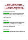 BUNDLE for NR 599 | NR599 Final Exam | Nursing Informatics Final Exam | Questions and Verified Answers Graded A+ | Latest 2024 | Chamberlain