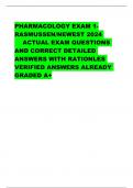 PHARMACOLOGY EXAM 1RASMUSSEN/NEWEST 2024  ACTUAL EXAM QUESTIONS AND CORRECT DETAILED ANSWERS WITH RATIONLES VERIFIED ANSWERS ALREADY GRADED A+  Mood Stabilizers: - CORRECT ANSWER--Lithium: used to curb mania; narrow therapeutic range! Blood levels must be