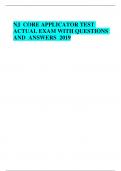 NJ  CORE APPLICATOR TEST ACTUAL EXAM WITH QUESTIONS AND  ANSWERS  2019 Applicators of all pesticides or their supervisors must have state certification.T/F - CORRECT ANSWER-True    Pesticide applicators may be classified as private applicators if they app